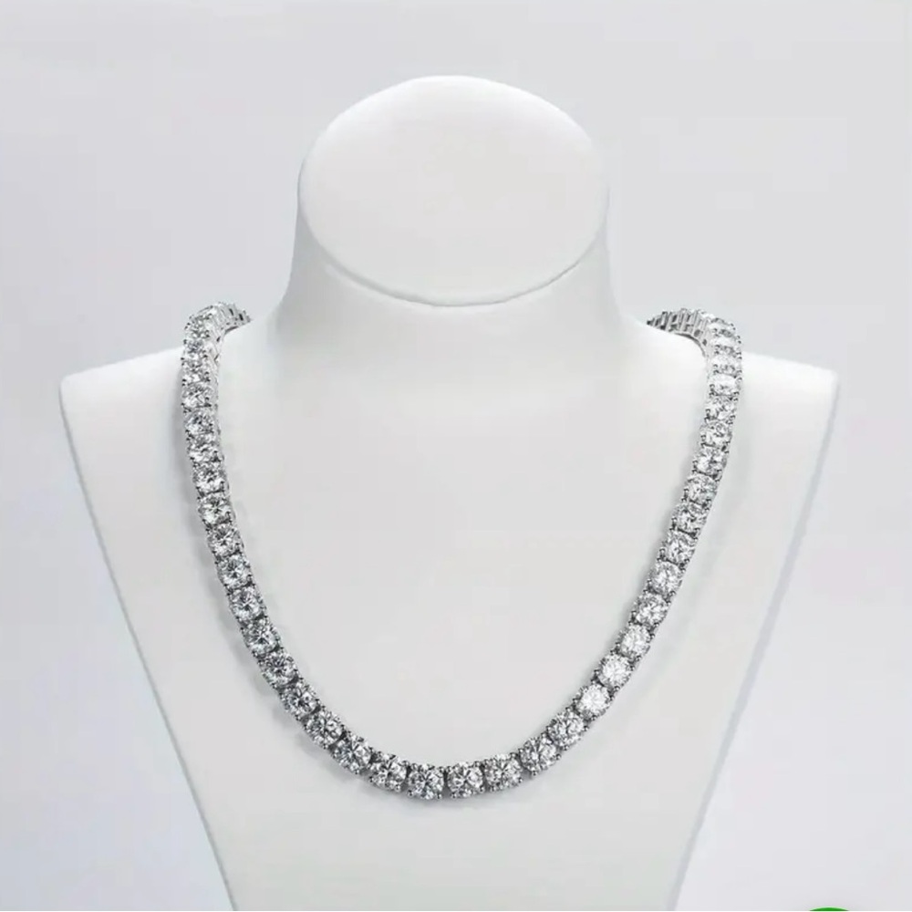 CERTIFIED Genuine Moissanite Diamond Tennis Necklace 925 Solid Sterling Silver